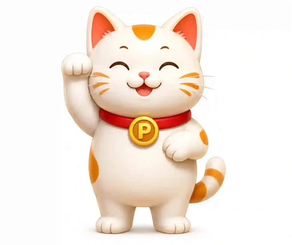 compressed_Cute waving maneki-neko character compressed_Cute waving maneki-neko character
